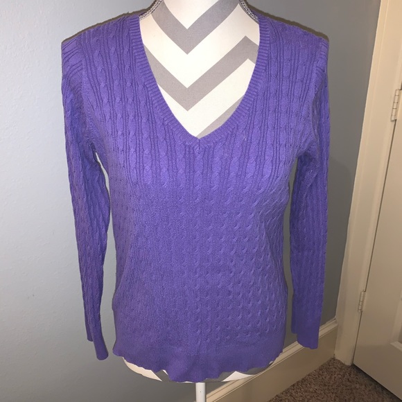 Jcp Purple Vneck Cable Knit Sweater 